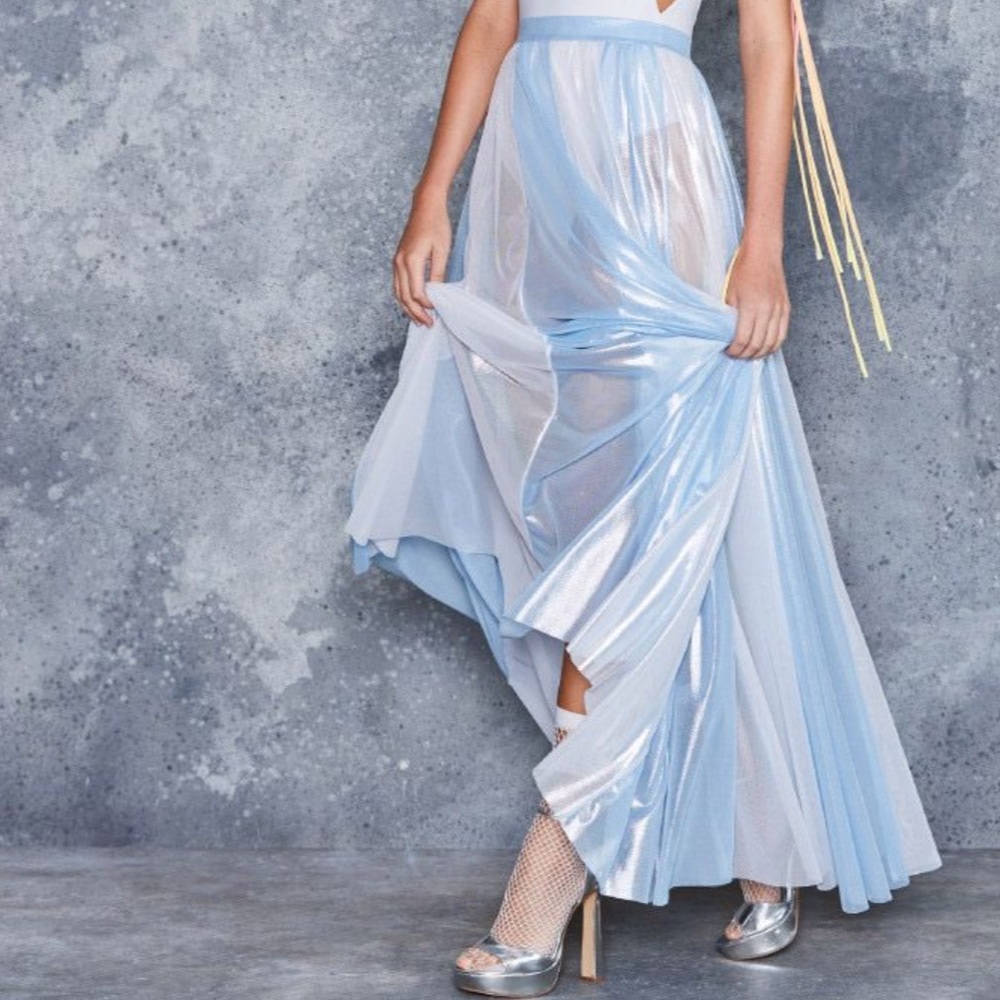 Ice Queen Sheer Maxi Skirt Cinderella Iridescent Fantasy Large Star Dust…